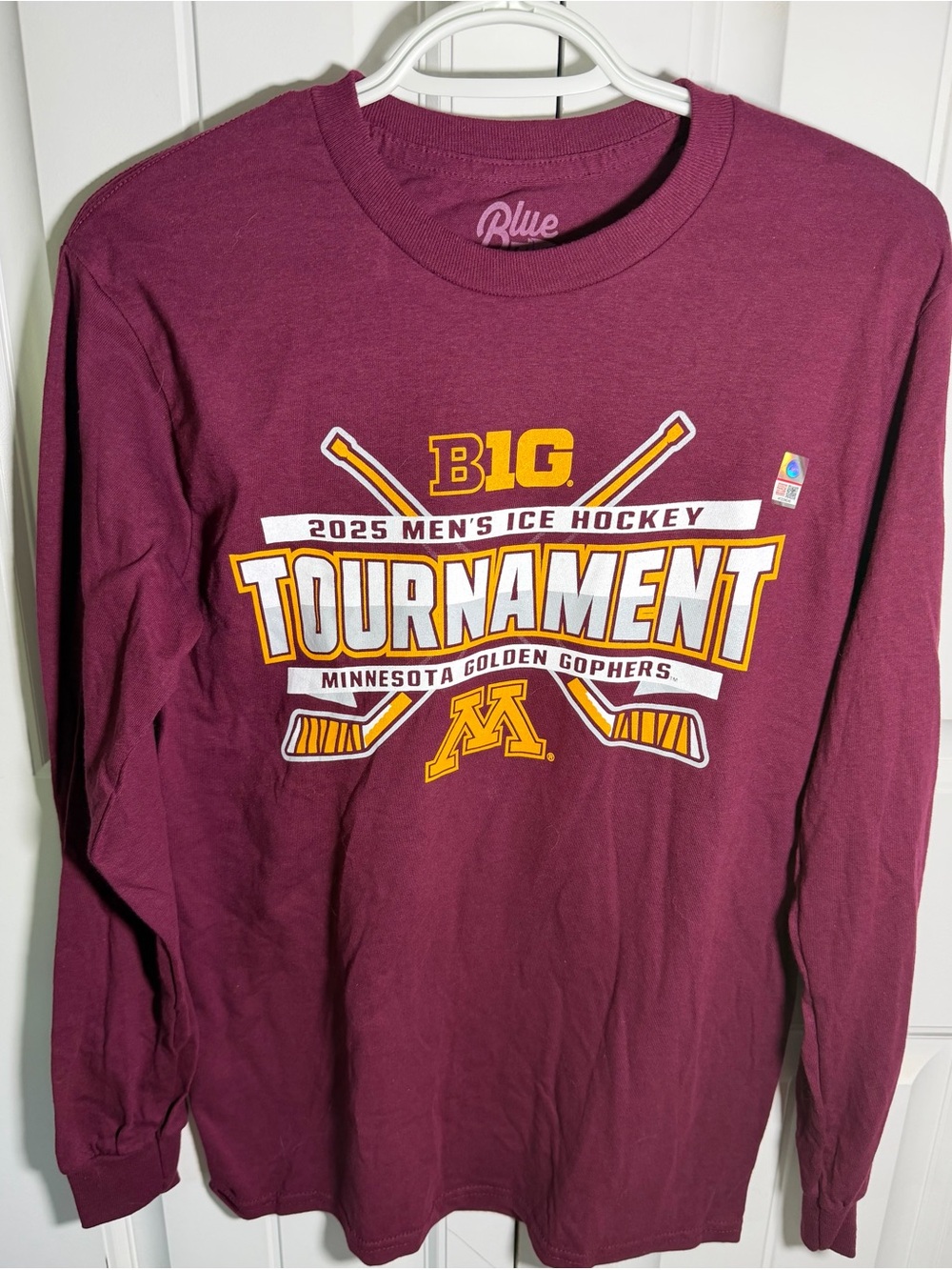 Minnesota Golden Gophers Hockey Long Sleeve Shirt Men’s S 2025 Big Ten Blue 84